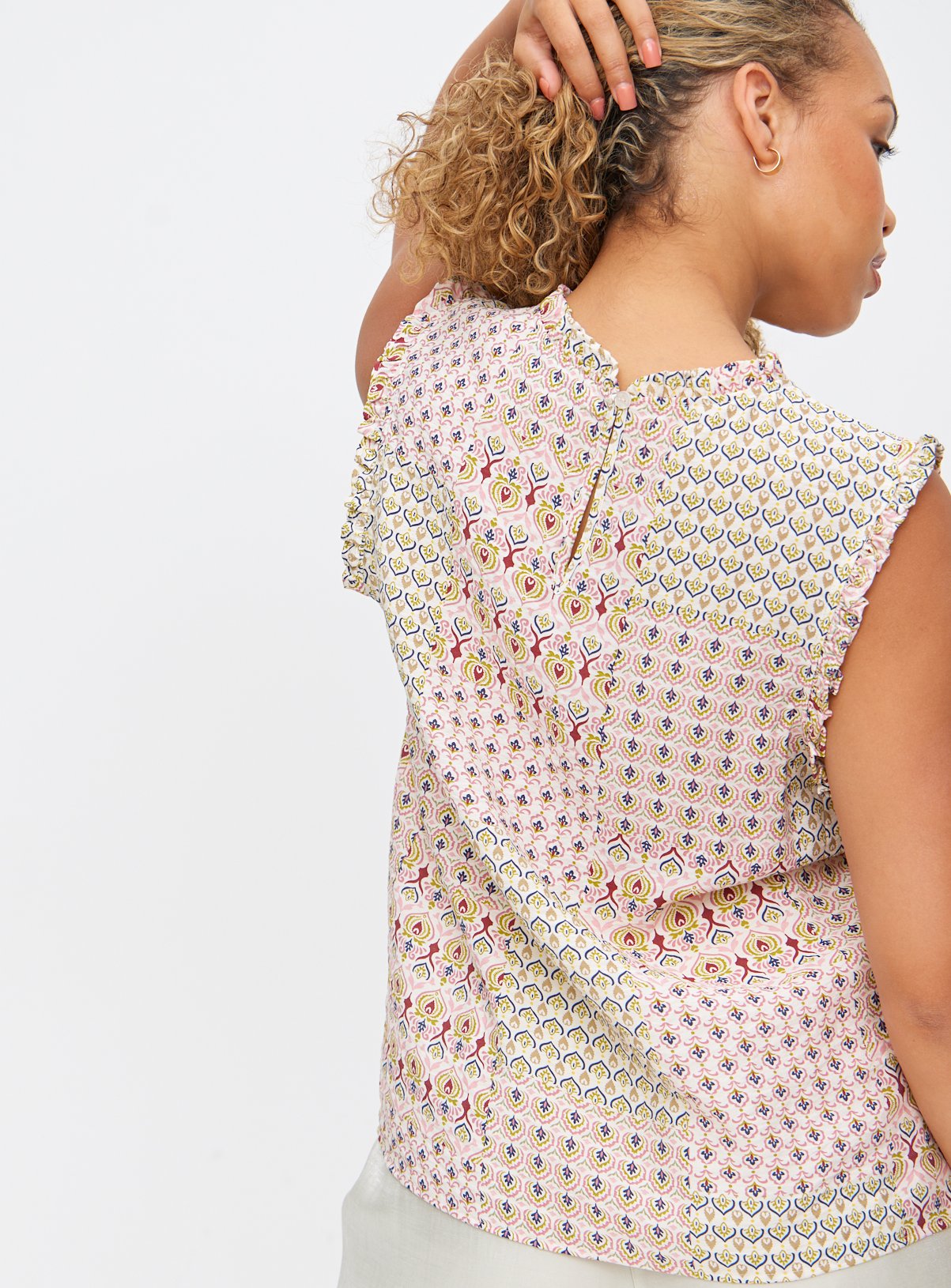 Pink Patchwork Printed Sleeveless Shell Top 24 - Image 4 thumbnail